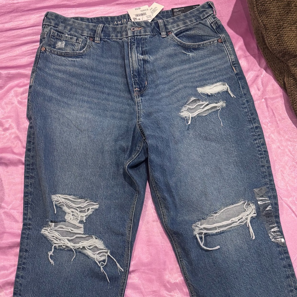 American Eagle Outfitters Ripped Blue Boyfriend Jeans